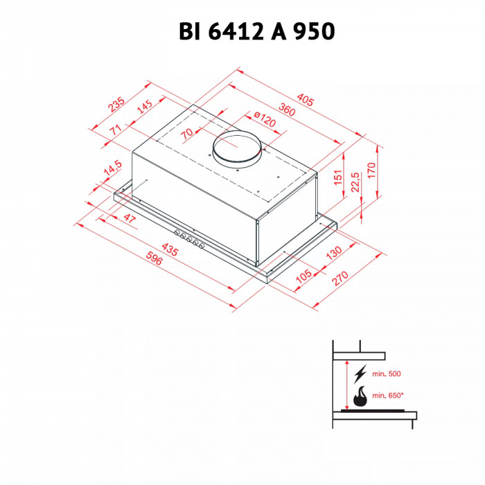 Витяжка повновбудована Perfelli BI 6412 A 950 I LED