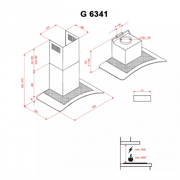 Витяжка декоративна зі склом Perfelli G 6341 I