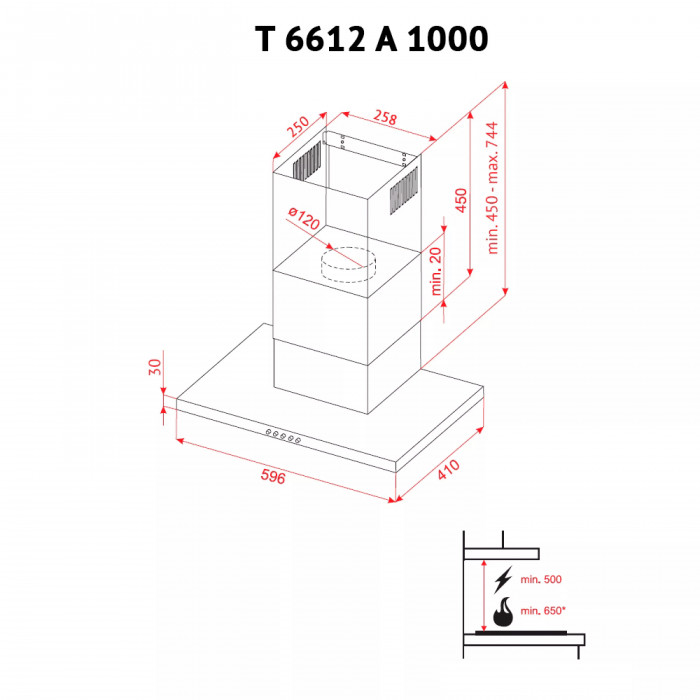 Витяжка декоративна Т-подібна Perfelli T 6612 A 1000 I LED
