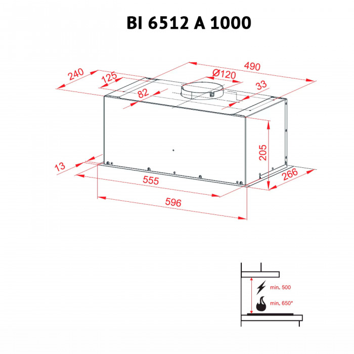 Витяжка повновбудована Perfelli BI 6512 A 1000 BL LED