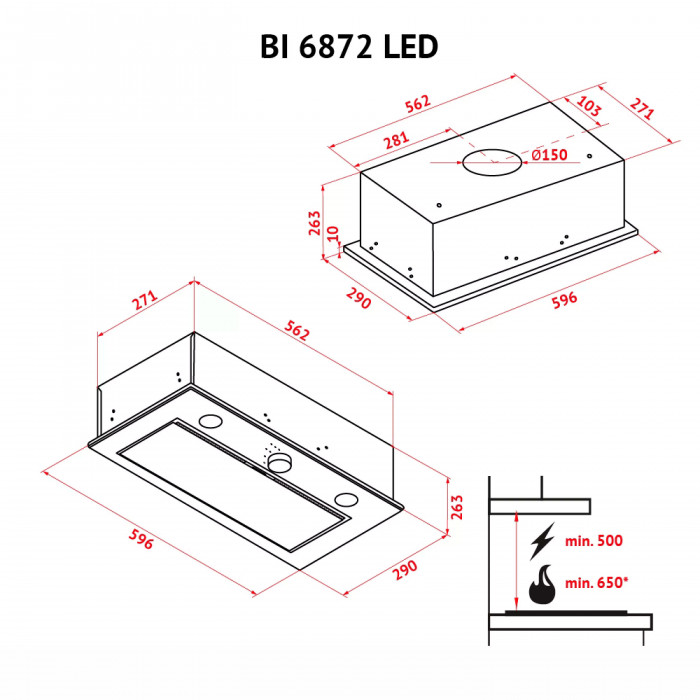 Витяжка повновбудована Perfelli BI 6872 I LED