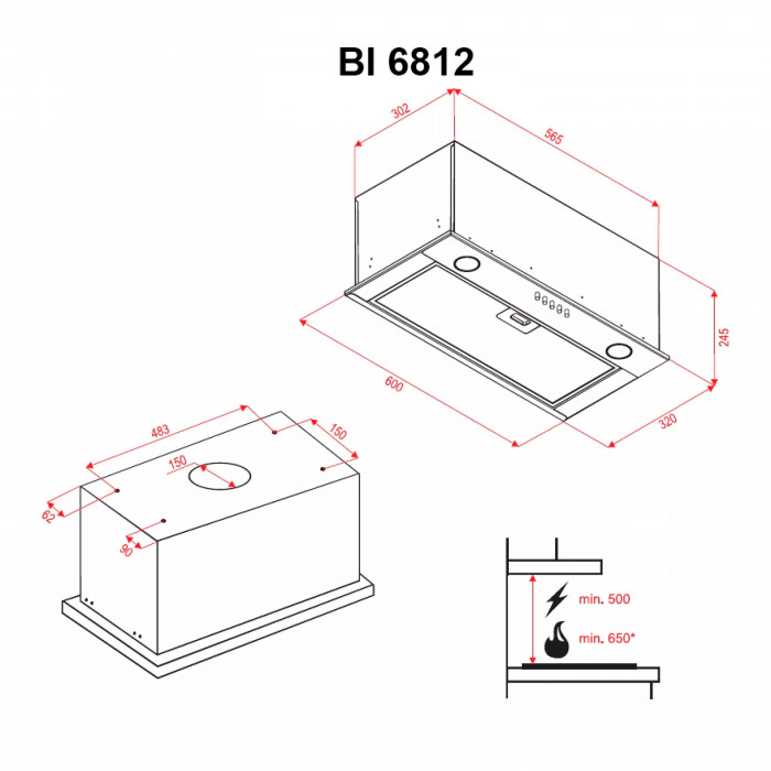 Витяжка повновбудована Perfelli BI 6812 I LED