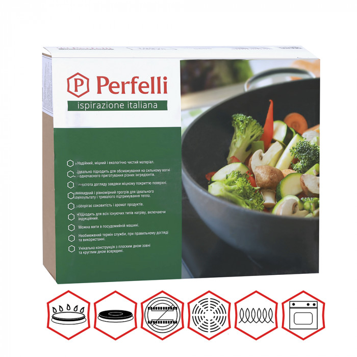 Чавунна сковорода гриль WOK Perfelli 5655 28 см