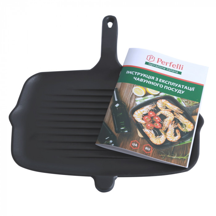 Чавунна плоска сковорода гриль Perfelli 6459 32х22 см