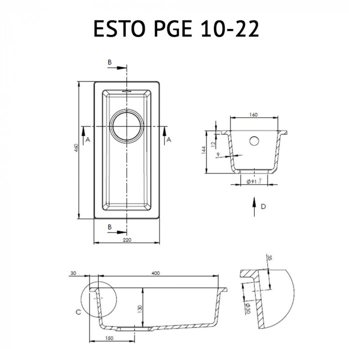 Мийка кухонна гранітна Perfelli ESTO PGE 10-22 LIGHT BEIGE