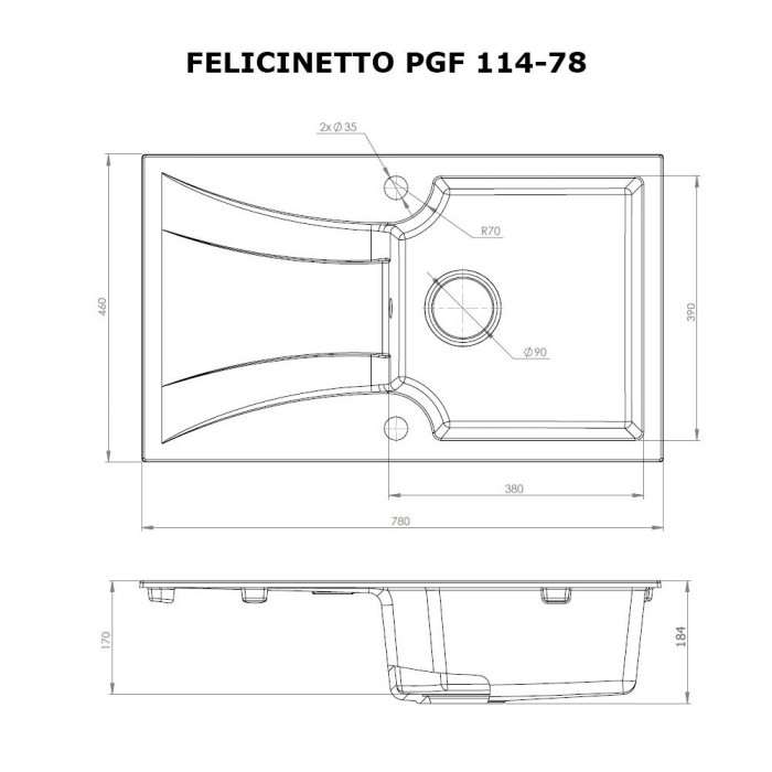 Мийка кухонна гранітна Perfelli FELICINETTO PGF 114-78 LIGHT BEIGE