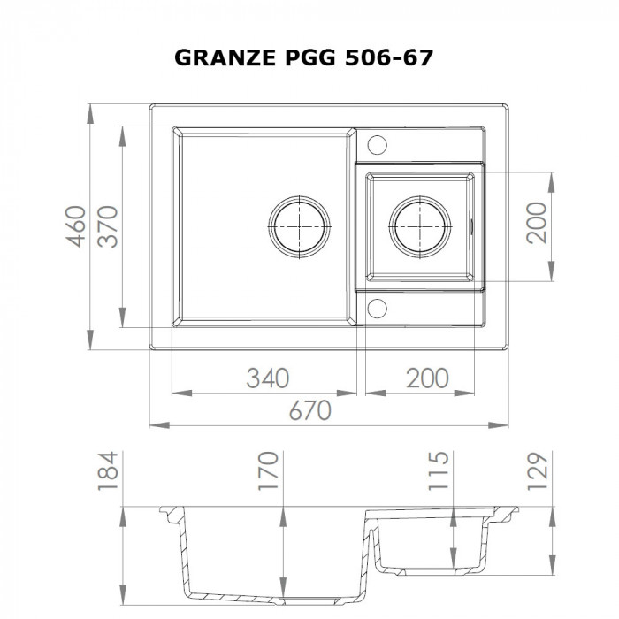Мийка кухонна гранітна Perfelli GRANZE PGG 506-67 WHITE