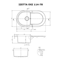 Мойка гранитная кухонная Perfelli IZETTA OGI 114-78 WHITE