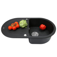 Мойка гранитная кухонная Perfelli IZETTA OGI 1141-78 BLACK METALLIC