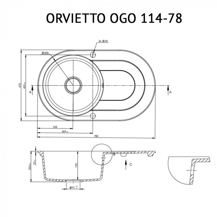 Мийка кухонна гранітна Perfelli ORVIETTO OGO 114-78 LIGHT BEIGE