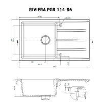 Мойка гранитная кухонная Perfelli RIVIERA PGR 114-86 WHITE