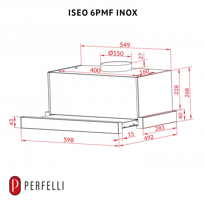 Витяжка телескопічна PERFELLI ISEO 6PMF INOX