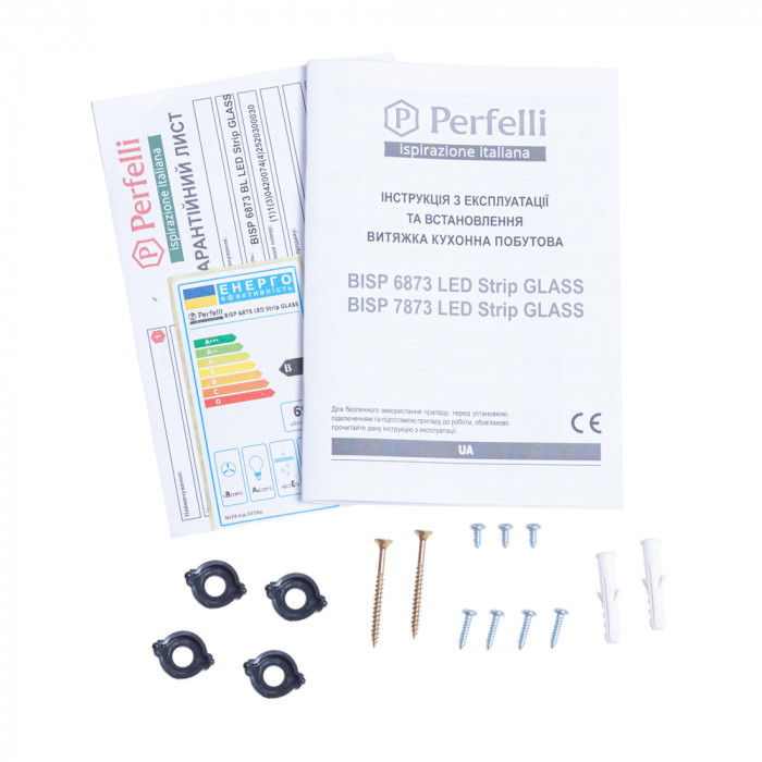 Витяжка повновбудована Perfelli BISP 6873 BL LED Strip GLASS