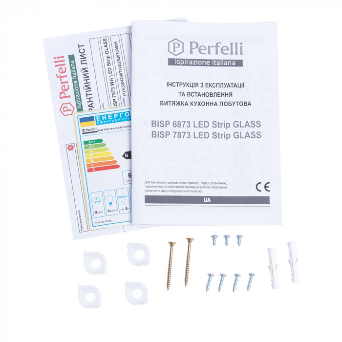 Витяжка повновбудована Perfelli BISP 7873 WH LED Strip GLASS