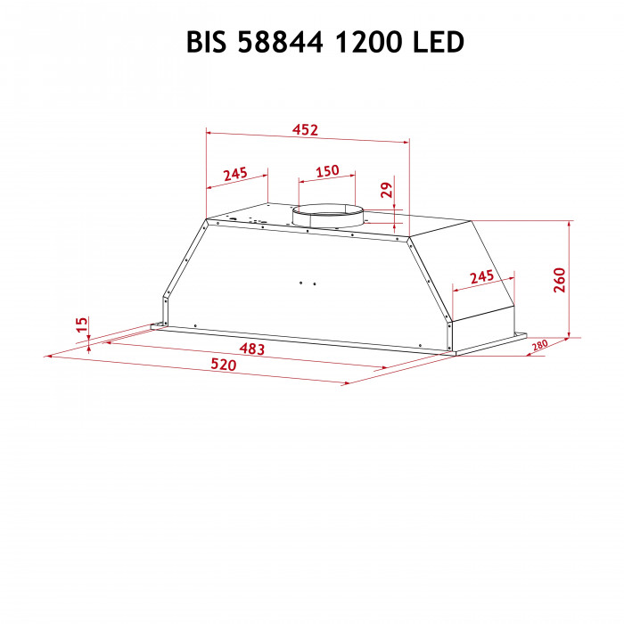 Витяжка повновбудована Perfelli BIS 58844 WH 1200 LED