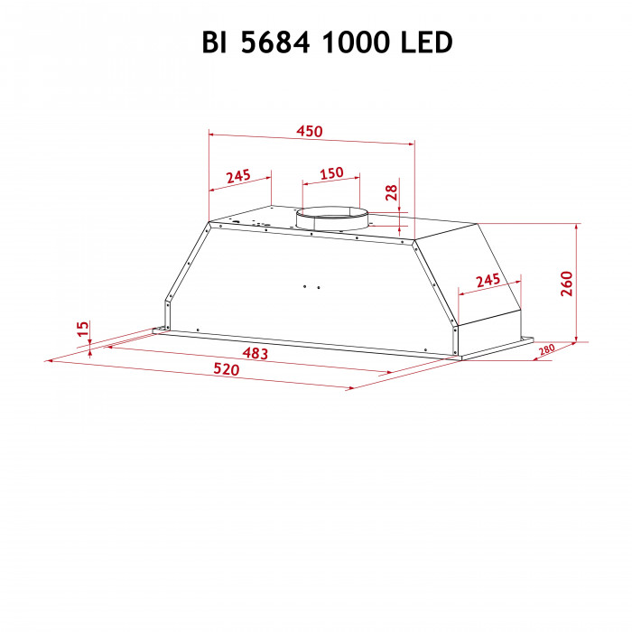 Витяжка повновбудована Perfelli BI 5684 BL 1000 LED