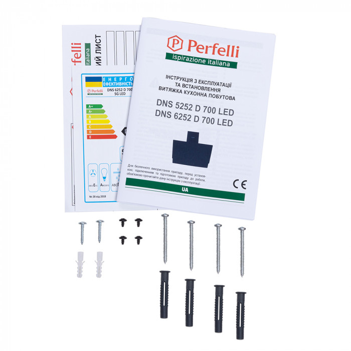 Витяжка декоративна похила Perfelli DNS 6252 D 700 SG LED