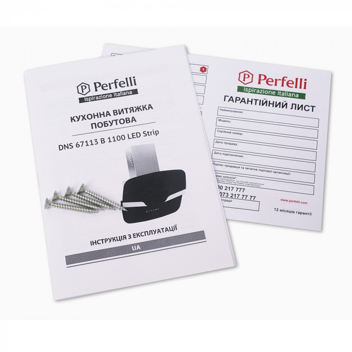 Вытяжка декоративная наклонная Perfelli DNS 67113 B 1100 BL LED Strip