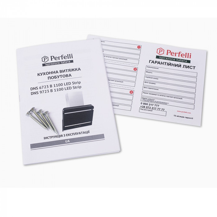 Вытяжка декоративная наклонная Perfelli DNS 6723 B 1100 BL LED Strip