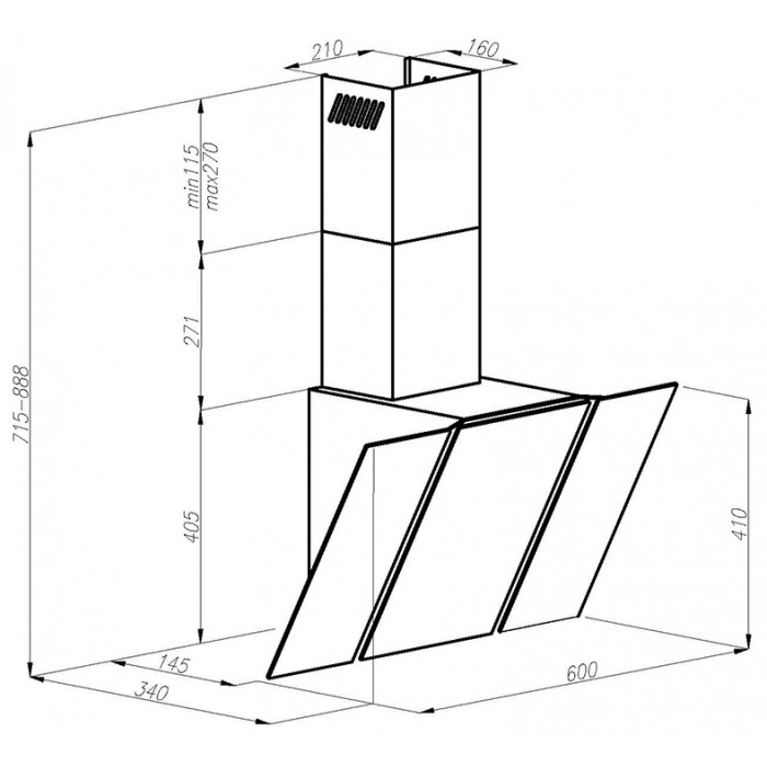 Витяжка декоративна похила Perfelli DN 6511 BL