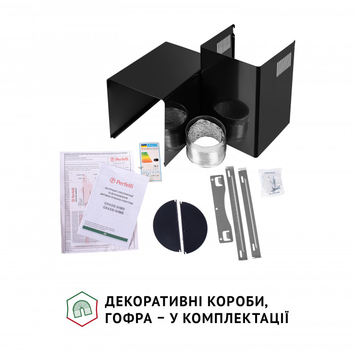 Витяжка декоративна зі склом Perfelli GRASSI 6HMB NERO