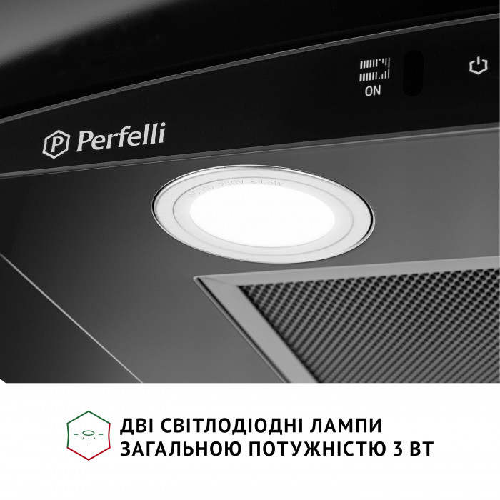 Витяжка декоративна зі склом Perfelli GRASSI 6PWB NERO