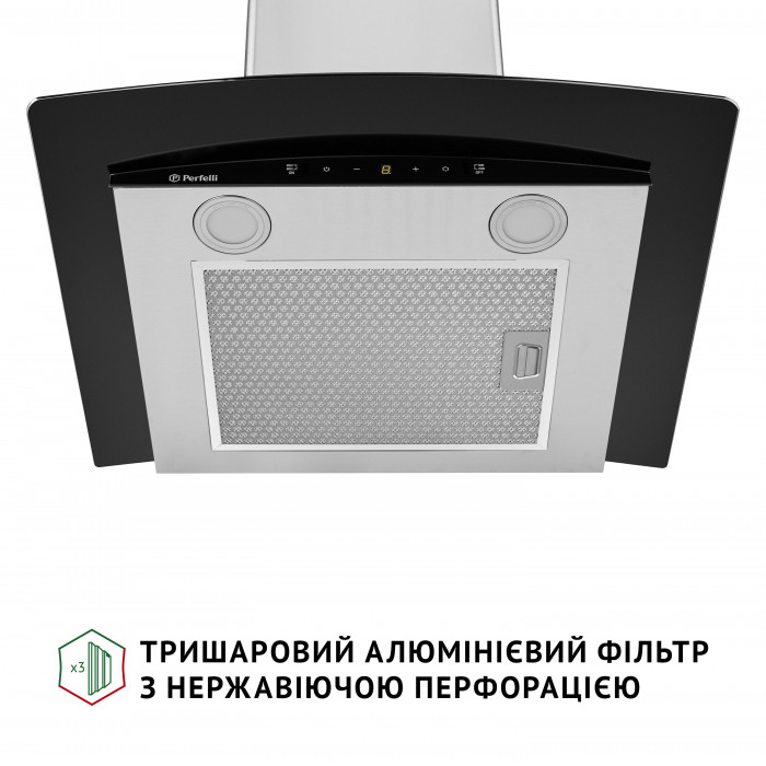 Витяжка декоративна зі склом Perfelli GRASSI 6PWX INOX