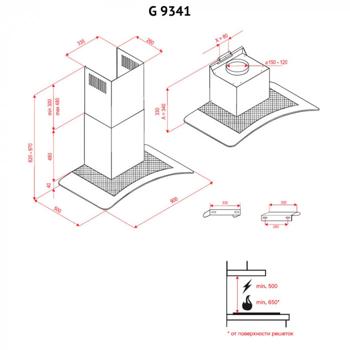 Витяжка декоративна зі склом Perfelli G 9341 I