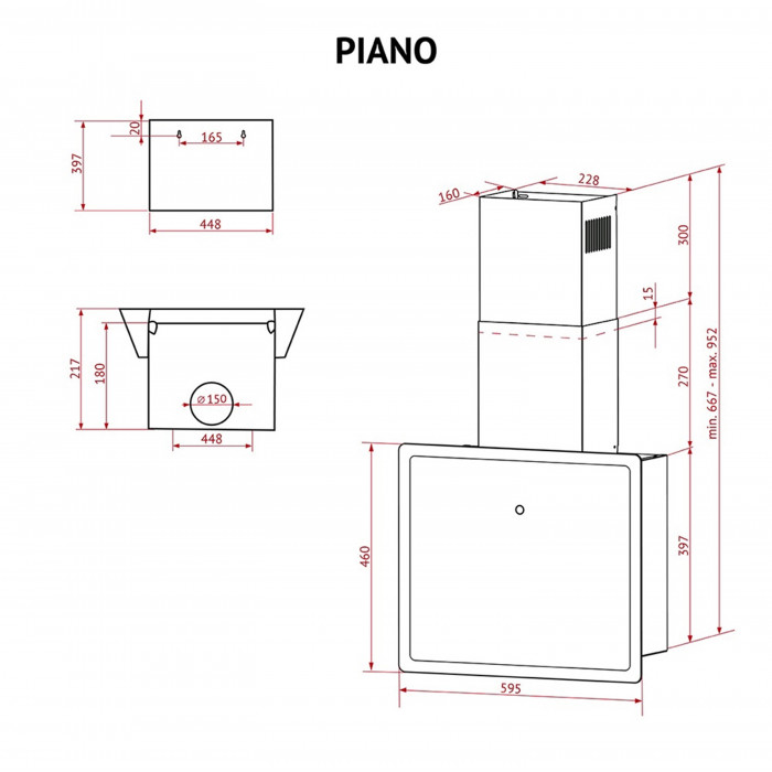 Витяжка декоративна похила Perfelli PIANO BIANCA