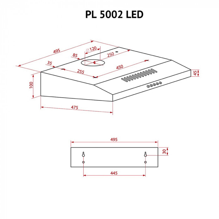Витяжка плоска Perfelli PL 5002 W LED