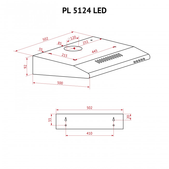Витяжка плоска Perfelli PL 5124 I LED