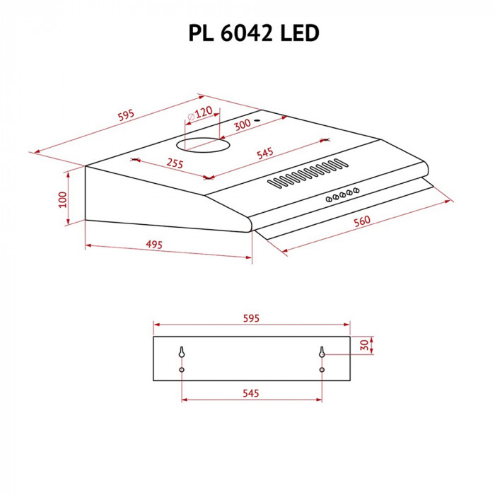 Вытяжка плоская Perfelli PL 6042 I LED