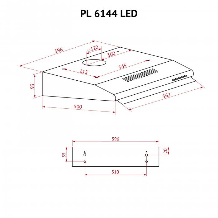 Витяжка плоска Perfelli PL 6144 I LED