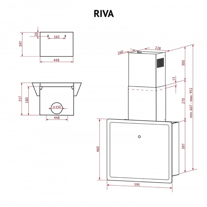 Витяжка декоративна похила Perfelli RIVA NERO