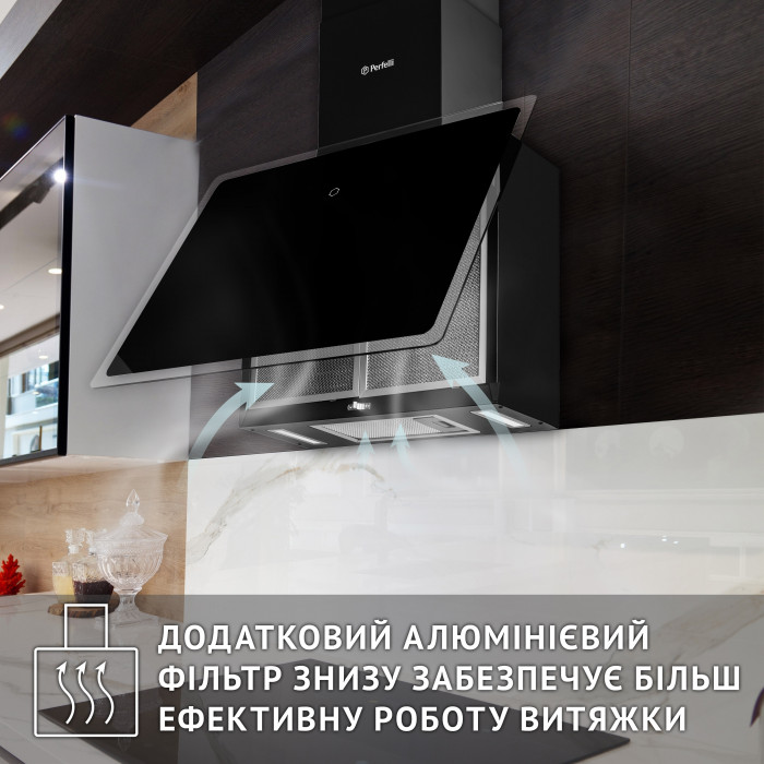 Витяжка декоративна похила Perfelli RIVA NERO