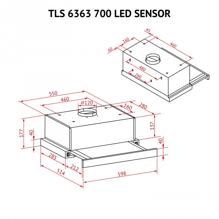 Витяжка телескопічна Perfelli TLS 6363 BL 700 LED Sensor