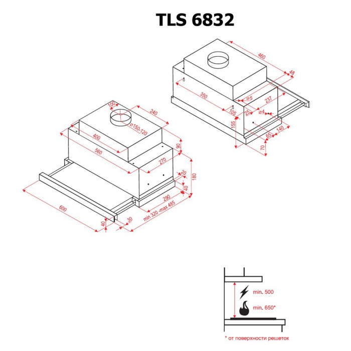 Витяжка телескопічна Perfelli TLS 6832 BL LED