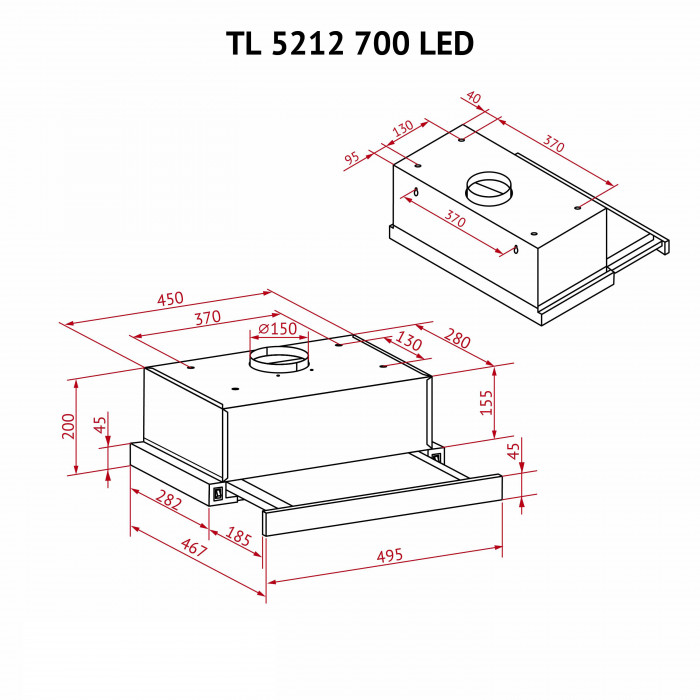 Витяжка телескопічна Perfelli TL 5212 BL 700 LED