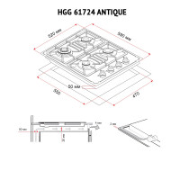 Поверхность газовая на стекле Perfelli HGG 61724 BL ANTIQUE