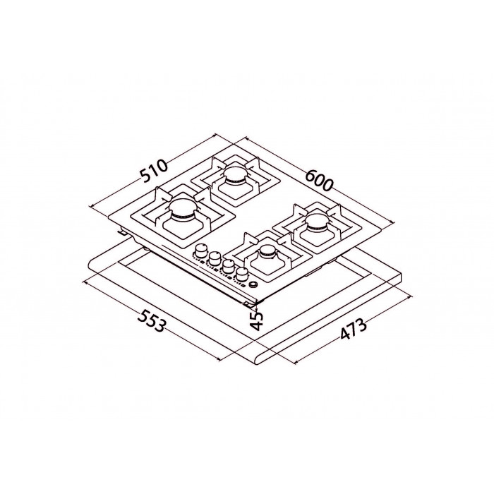 Поверхня газова на металі Perfelli design HGM 6430 INOX SLIM LINE