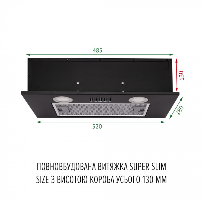 Витяжка повновбудована Perfelli BI 5252 BL 700 LED