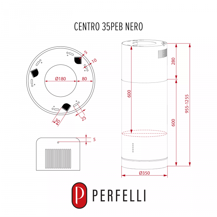 Вытяжка островная PERFELLI CENTRO 35PEB NERO