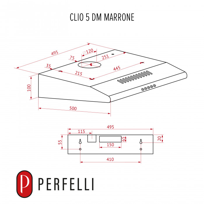 Вытяжка плоская PERFELLI CLIO 5 DM MARRONE