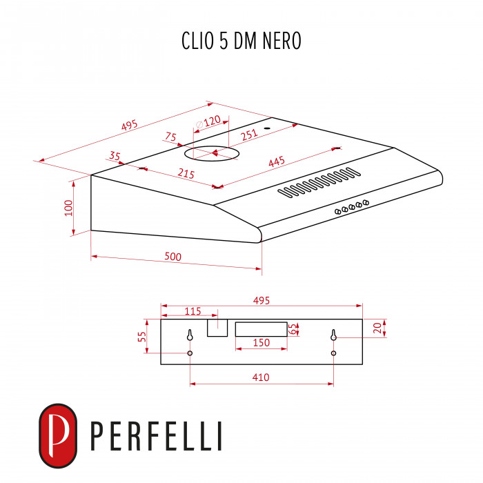 Вытяжка плоская PERFELLI CLIO 5 DM NERO