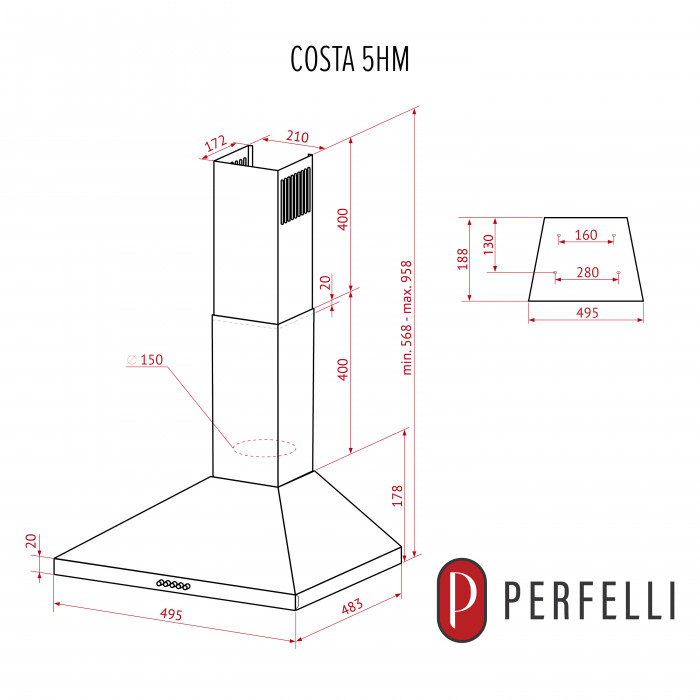 Витяжка купольна PERFELLI COSTA 5HM NERO