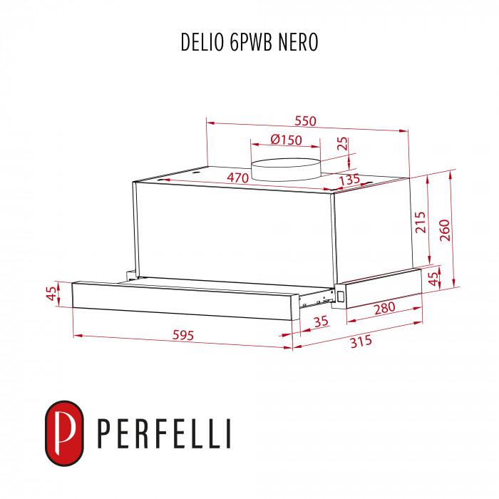 Витяжка телескопічна PERFELLI DELIO 6PWB NERO