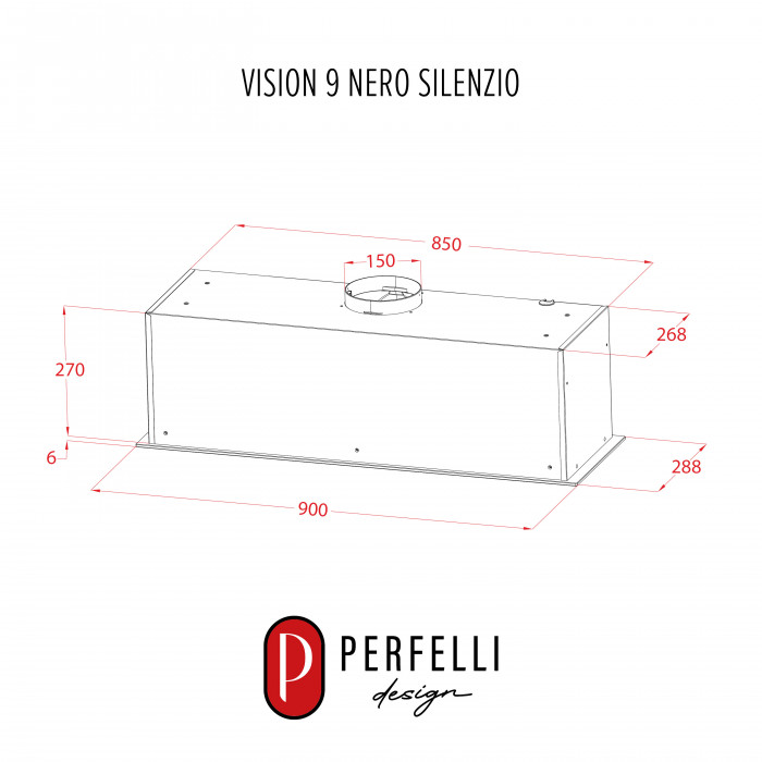 Витяжка повновбудована PERFELLI DESIGN VISION 9 NERO SILENZIO