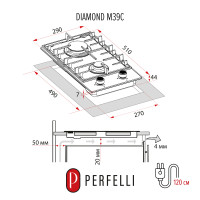 Варильна поверхня на металі PERFELLI DIAMOND M39C NERO