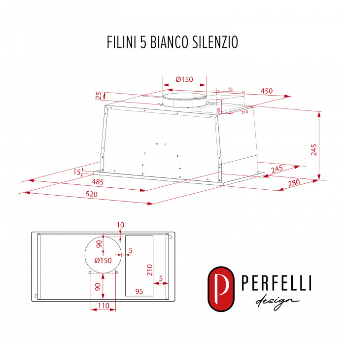 Витяжка повновбудована PERFELLI DESIGN FILINI 5 BIANCO SILENZIO