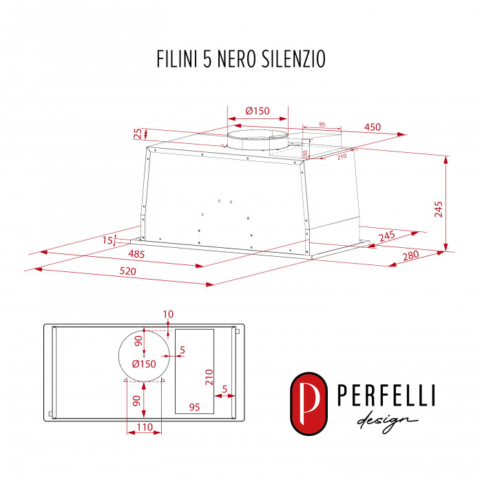Витяжка повновбудована PERFELLI DESIGN FILINI 5 NERO SILENZIO